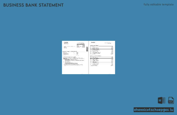 US-Chase-Geschäftskontoauszug (5 Seiten), Beispielansicht im Word- und PDF-Format